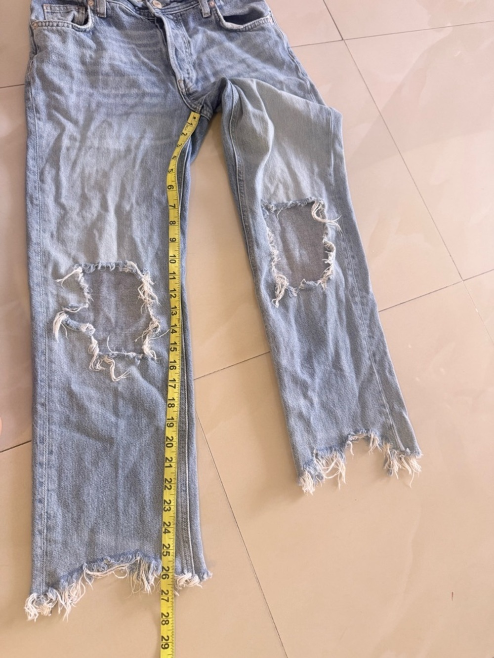We the free Light Blue Distressed Straight-Leg Women's Jeans size 25 - Picture 3 of 14